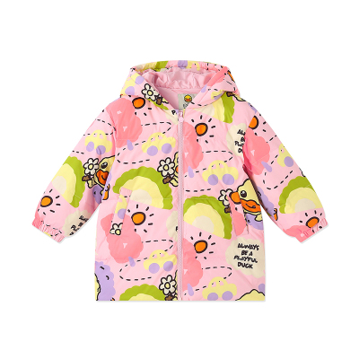 bduck小黄鸭童装女童中长款羽绒服冬季白鸭绒保暖外套女宝宝冬装