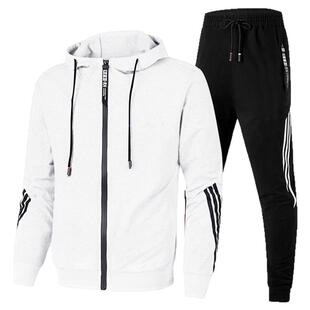 新款优选春秋新款男士休闲套装连帽卫衣运动服两件套男式修身休闲