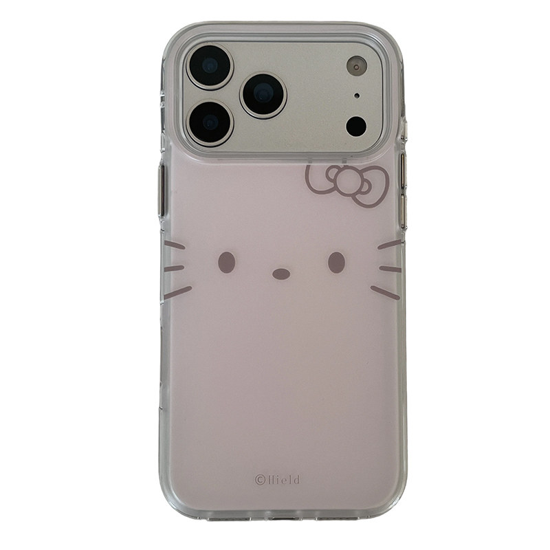 独壳 粉色蝴蝶结猫咪表情适用苹果18promax手机壳磨砂双层iPhone17新款15防摔14pro女款16少女心13手