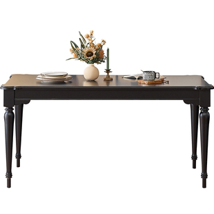 法式实木餐桌小户型家用美式轻奢简约2026新款中古风长方形饭桌子