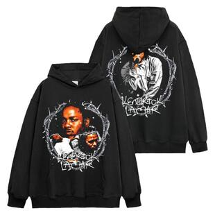美式KENDRICK LAMAR印花连帽卫衣男嘻哈潮牌宽松oversize重磅外套
