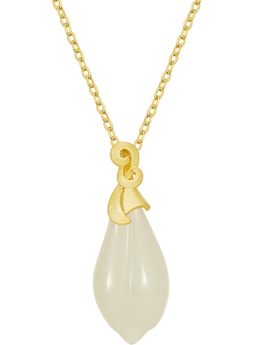 和田玉兰花项链轻奢小众中式高级