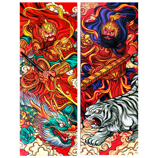 门神贴大门2026春节对联新年龙年神荼郁垒秦琼哼哈二将过年门贴画