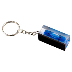 创意水平仪钥匙扣挂件亚克力透明蓝绿水方形泡底部带磁迷你平衡尺