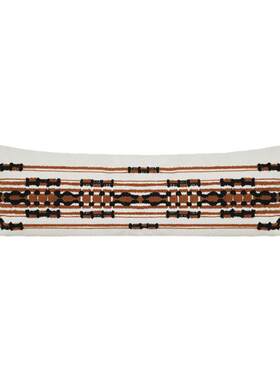 澜品『岁檀』橘红格子流苏长腰枕