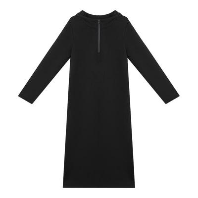 柒院家大码女通勤半拉链连帽长裙