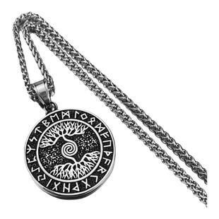 欧美风原创设计维京生命之树项链男复古钛钢卢恩文字吊坠嘻哈饰品