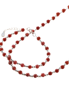 猫蛰S925纯银合成玛瑙光珠项链