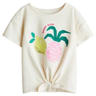 HM童装儿童女童T恤夏季圆领宽松洋气珠饰休闲短袖上衣1282324