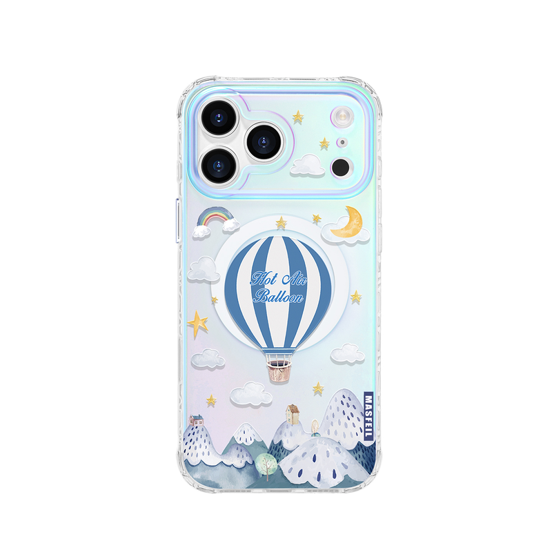 MASFEIL× 热气球环游适用iPhone17Promax手机壳新款ip17磁吸带支架苹果16Pro套Jo9网红好看高级感17pm全包女