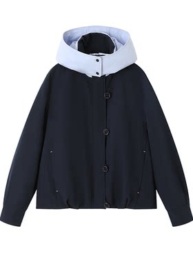 XWI欣未撞色短款棉服外套上衣女士2026秋冬季新款休闲运动风棉衣