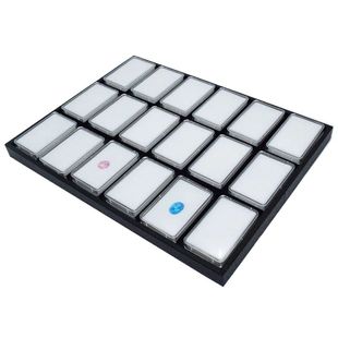 高档记忆棉裸石盒带托盘18格黑漆布宝石彩宝盒8位钻石透明盒