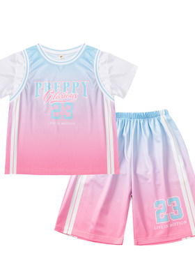 女童夏季速干篮球服套装校名定制