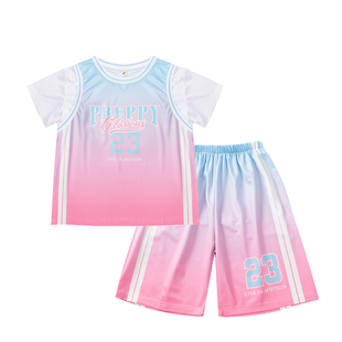 女童篮球服套装夏季2026新款学生定制编号校名班级速干运动蓝球衣