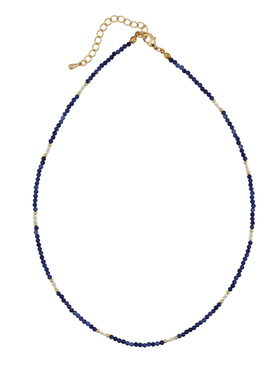 法式复古青金石珍珠珐琅锁骨链