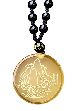 属猪2026马年吉祥黄水晶吊坠