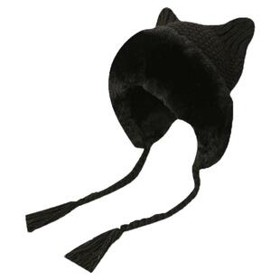 日系ins韩国可爱猫耳朵雷锋帽女秋冬针织护耳辫子毛绒保暖加绒帽