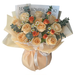 香槟玫瑰花束鲜花同城速递全国配送女友生日礼物北京上海广州深圳