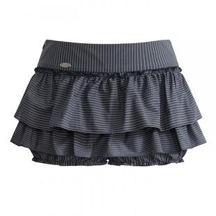 UNIFREE蓝色格纹半身裙夏季韩系少女蓬蓬多层蛋糕裙裤裙背心套装