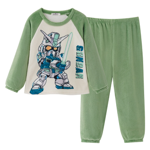 变形金刚男童法兰绒睡衣冬季加厚中大童男孩青少年儿童家居服套装