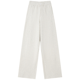 Halo Luu灰白色宽松直筒卫裤女2026新款休闲裤子运动裤垂感阔腿裤