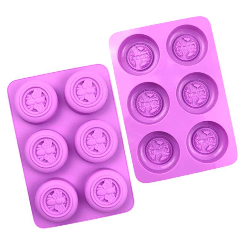手工皂硅胶模具 精油蜂蜜皂模型磨具 圆形六孔小蜜蜂皂模约出50克