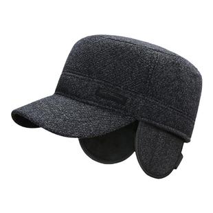 中老年人帽子男士冬季老头爷爷爸爸秋冬天加厚保暖平顶鸭舌帽围巾
