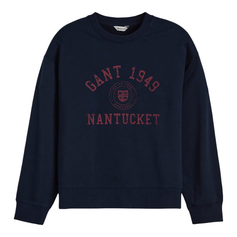 【随心系列】GANT/甘特26早秋女纯棉圆领卫衣学院风宽松美式上衣