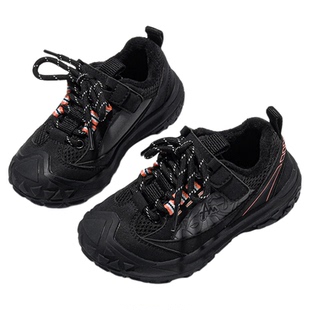 AM童鞋儿童冬季加绒棉鞋黑色2025新款男童运动鞋防滑中大童棉鞋女