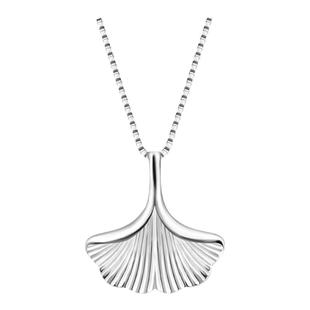 老银匠银杏叶纯银项链女款年轻款s925银锁骨链三生有幸素链送女友