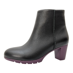 柜雅氏女靴真皮柔软舒适短靴高跟加绒短筒软皮软底秋冬粗跟时装靴