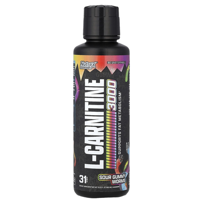 炽天使,L-Carnitine 3000, Sour Gummy Worms, 15.72 fl oz (465