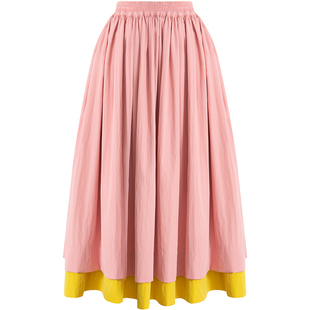 稀有概率 正反两穿 原创设计秋冬高腰a字半身裙女中长款粉色伞裙