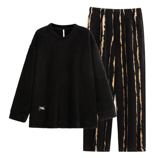 悦内睡衣女款秋冬季珊瑚绒加绒加厚法兰绒家居服可外穿冬天高级感