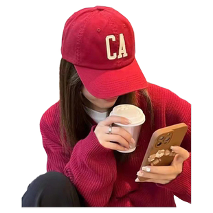 帽子女街头鸭舌帽春秋软顶弯檐棒球帽春夏季遮阳韩版大CA字母逛街