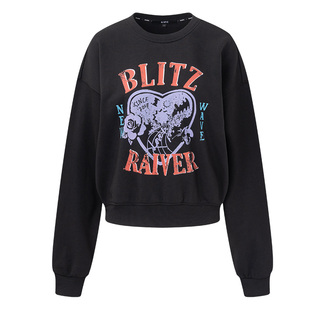 RAIVE盐系爱心卫衣2026春季女宽松落肩涂鸦字母新款印花全棉上衣