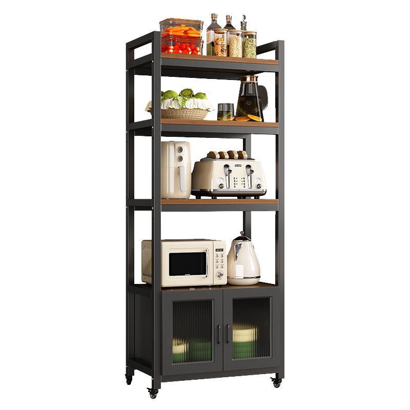 厨房置物架落地多层家用微波炉烤箱多功能收纳架子可移动储物柜