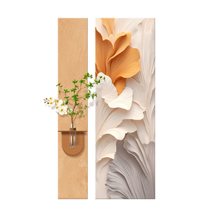 银杏叶入户玄关装饰画家大业大高级感走廊过道挂画肌理感砂岩壁画