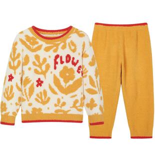 ibaby儿童家居服绒类套装加厚睡衣半边绒绒类睡衣秋冬季女童加厚