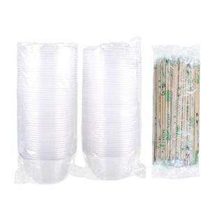 一次性餐具碗筷套装家用汤碗饭盒筷子加厚塑料快餐盒食品级带盖