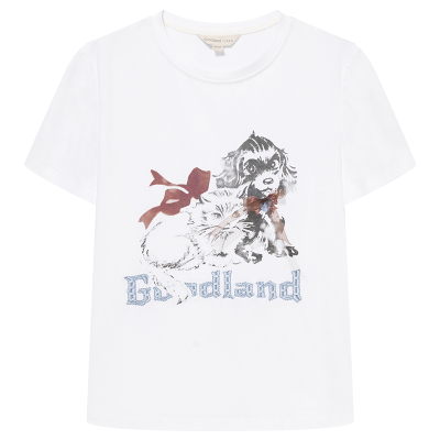 Goodland美地萌宠水墨印花2026夏季新款T恤女上衣LC36260020