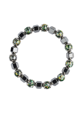 黑胆石拼接棱形串珠手链