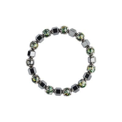 黑胆石拼接棱形串珠手链