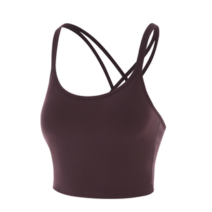 凡圣瑜伽带胸垫简约优雅圆领外穿普拉提交叉美背背心女FC14226