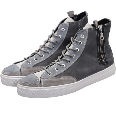 手工制真皮高帮拼色休闲鞋