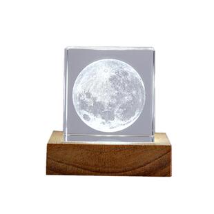 水晶发光月球桌面小夜灯月亮摆件玻璃装饰品生日礼物女生女友新年
