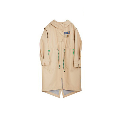 谜底2022春秋款可拆卸袖头一衣两穿中长风衣马甲外套女221ME0082