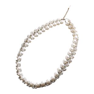 红口袋法式复古编织珍珠项链颈链choker礼服配饰短款项圈新娘饰品