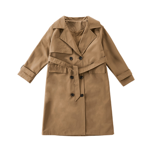 淘町女童风衣春秋装新款大童休闲中长款儿童初中生外套大衣秋装