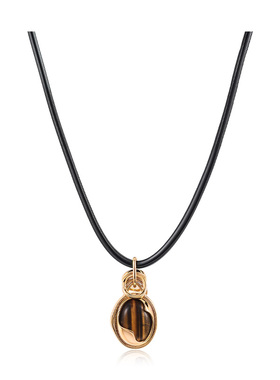 秋冬虎眼石皮绳项链女款2025新款高级感轻奢小众锁骨链choker颈链